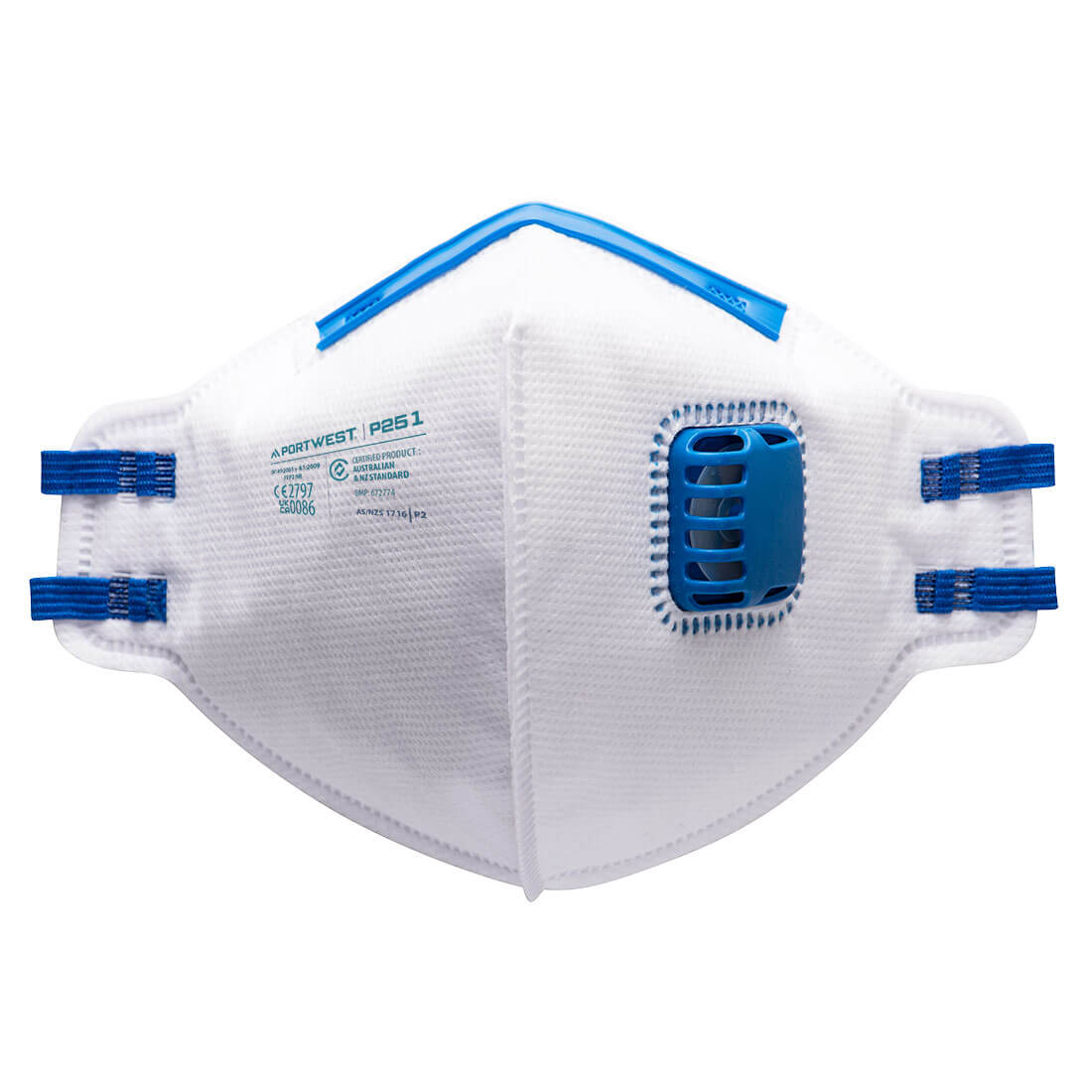 Portwest P251 FFP2-ademhalingsmasker met ventiel, opvouwbaar (verpakking van 20 stuks)