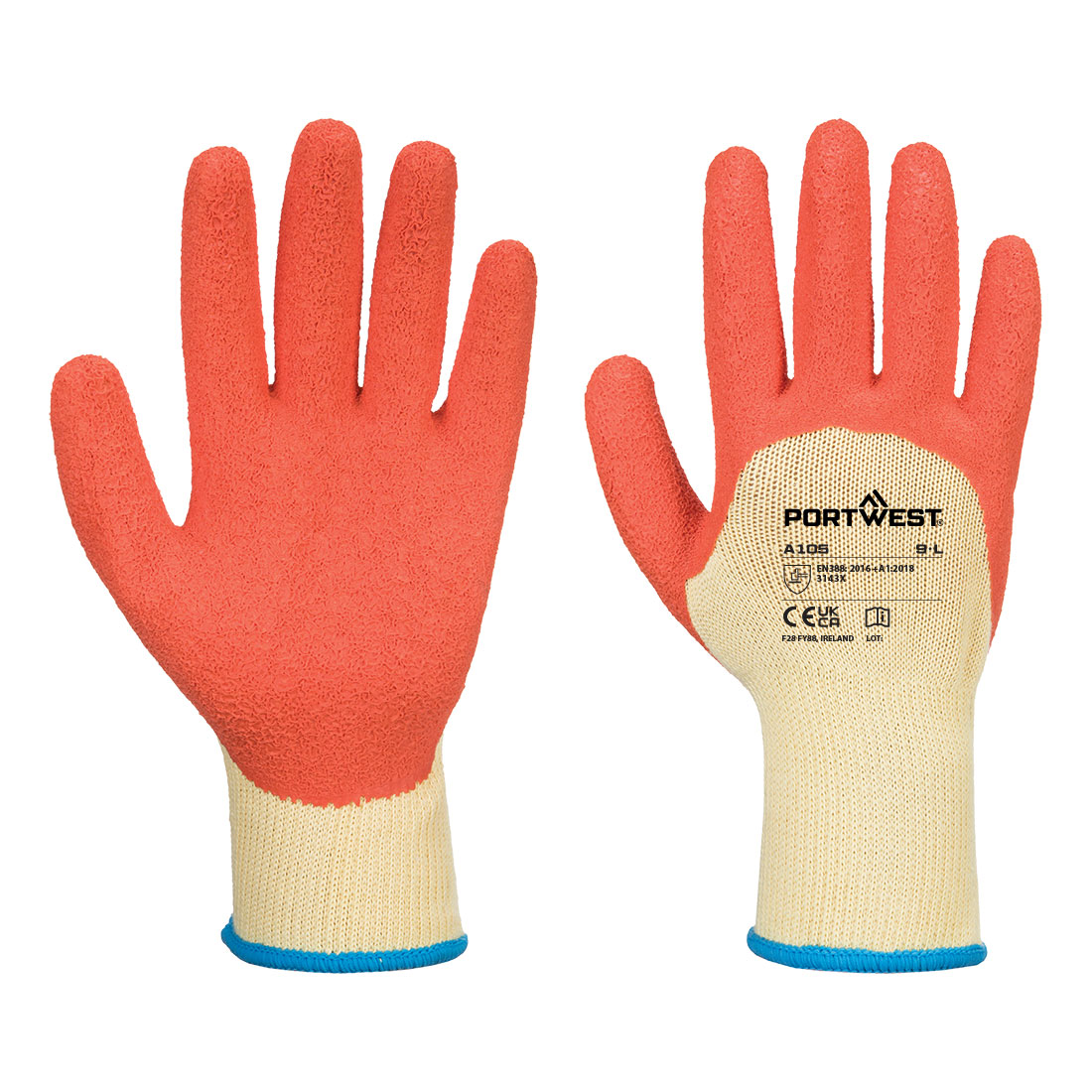 Portwest A105 Grip 10 Latex 3/4 gecoate handschoen