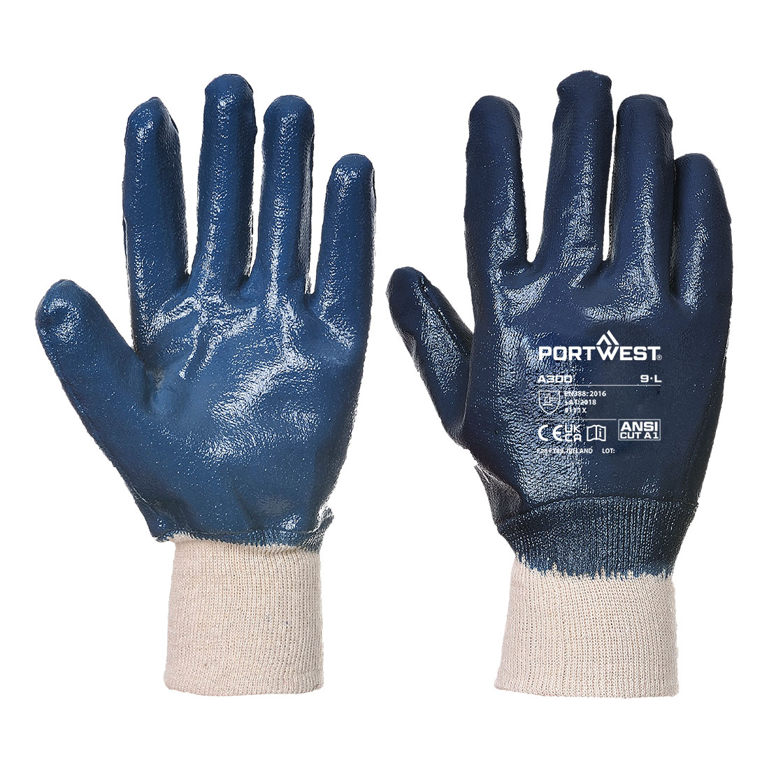Portwest A300 Grip 12 Nitril Volledig Gedompelde Gebreide Polshandschoen