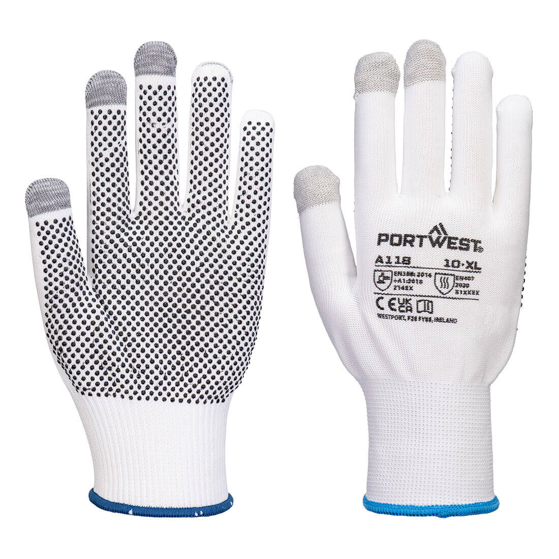 Portwest A118 Grip 13 PVC-touchscreenhandschoen met nopjes (verpakking van 12)