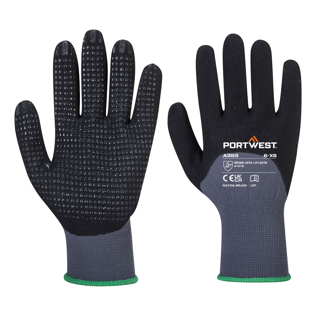 Portwest A353 Grip 15 Nitril Sandy 3/4 Palm Notted Glove
