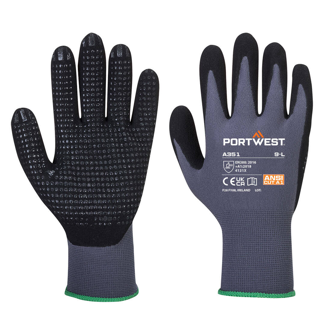 Portwest A351 Grip 15 Nitril Handschoen met Zandkleurige Stippen
