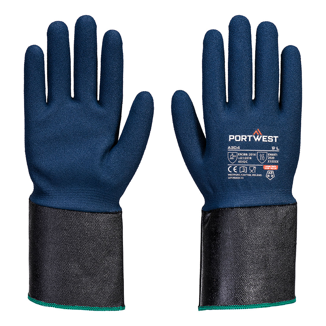 Portwest A304 Grip C13 Nitrilschuim Handschoen met verlengde manchet