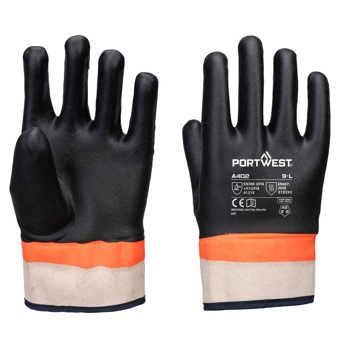 Portwest A402 Grip PVC Sandy Double Dipped handschoen