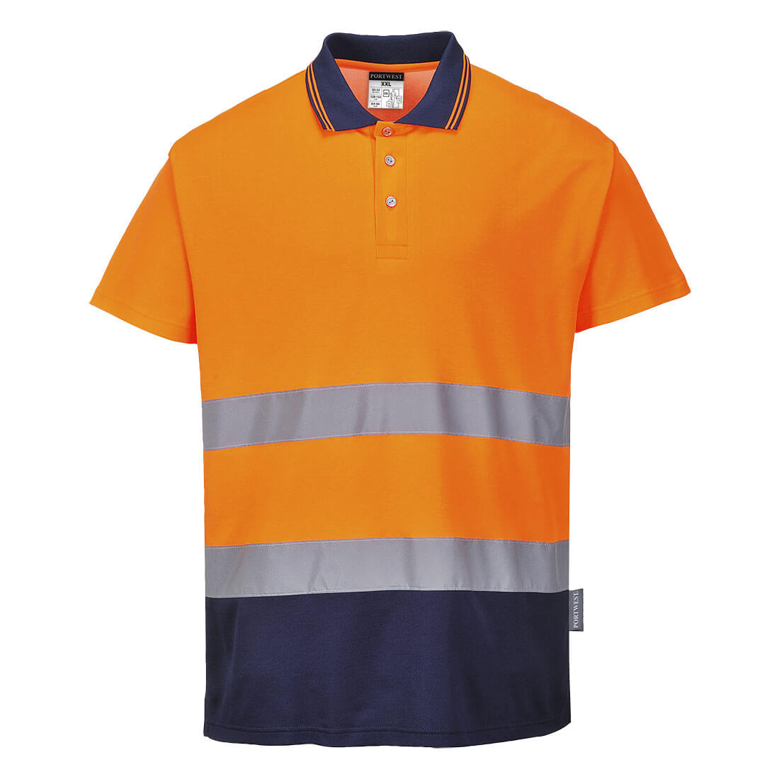 Portwest S174 Hi-Vis katoenen comfortabele polo met contrasterende details, korte mouwen