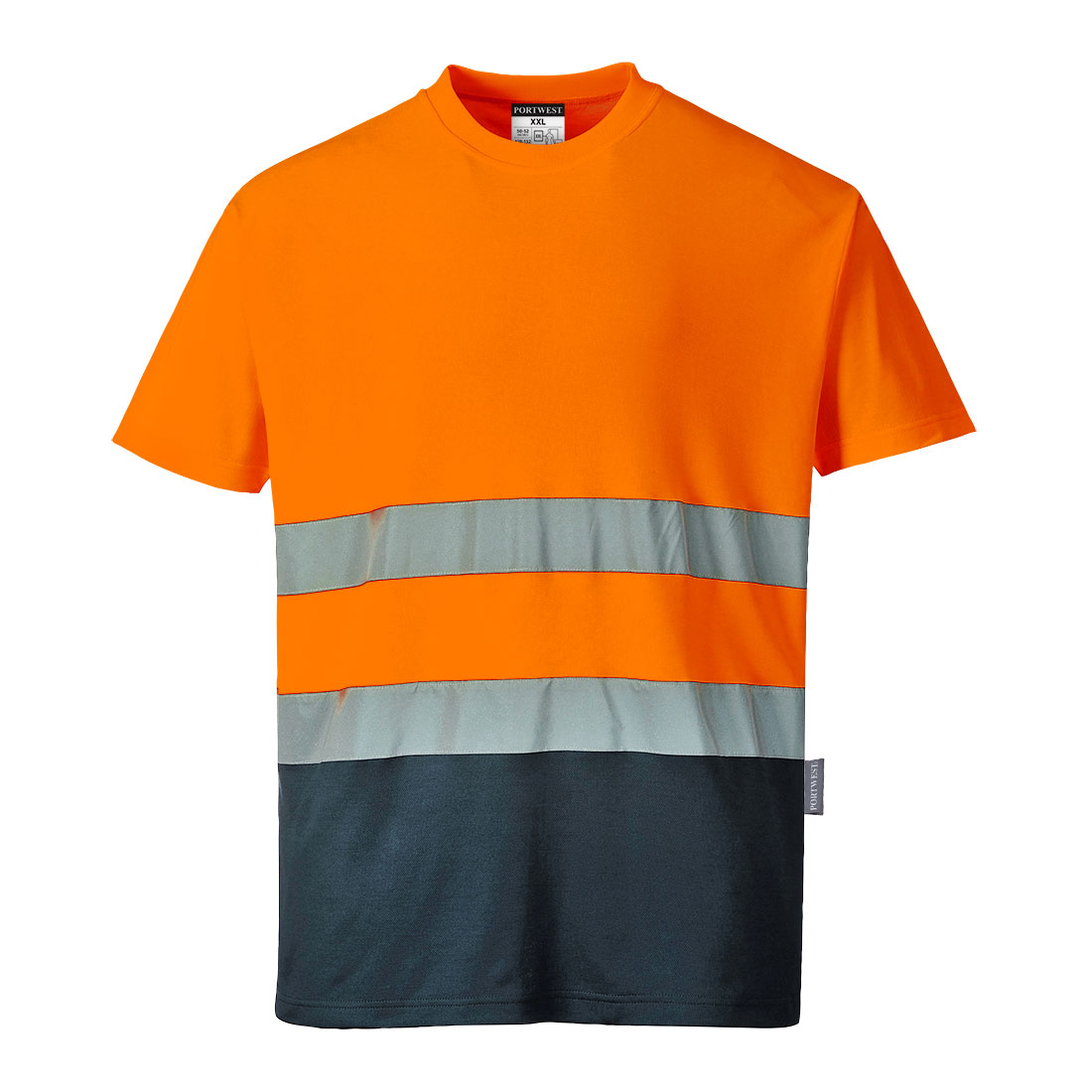 Portwest S173 Hi-Vis katoenen comfort T-shirt met contrasterende details, korte mouwen