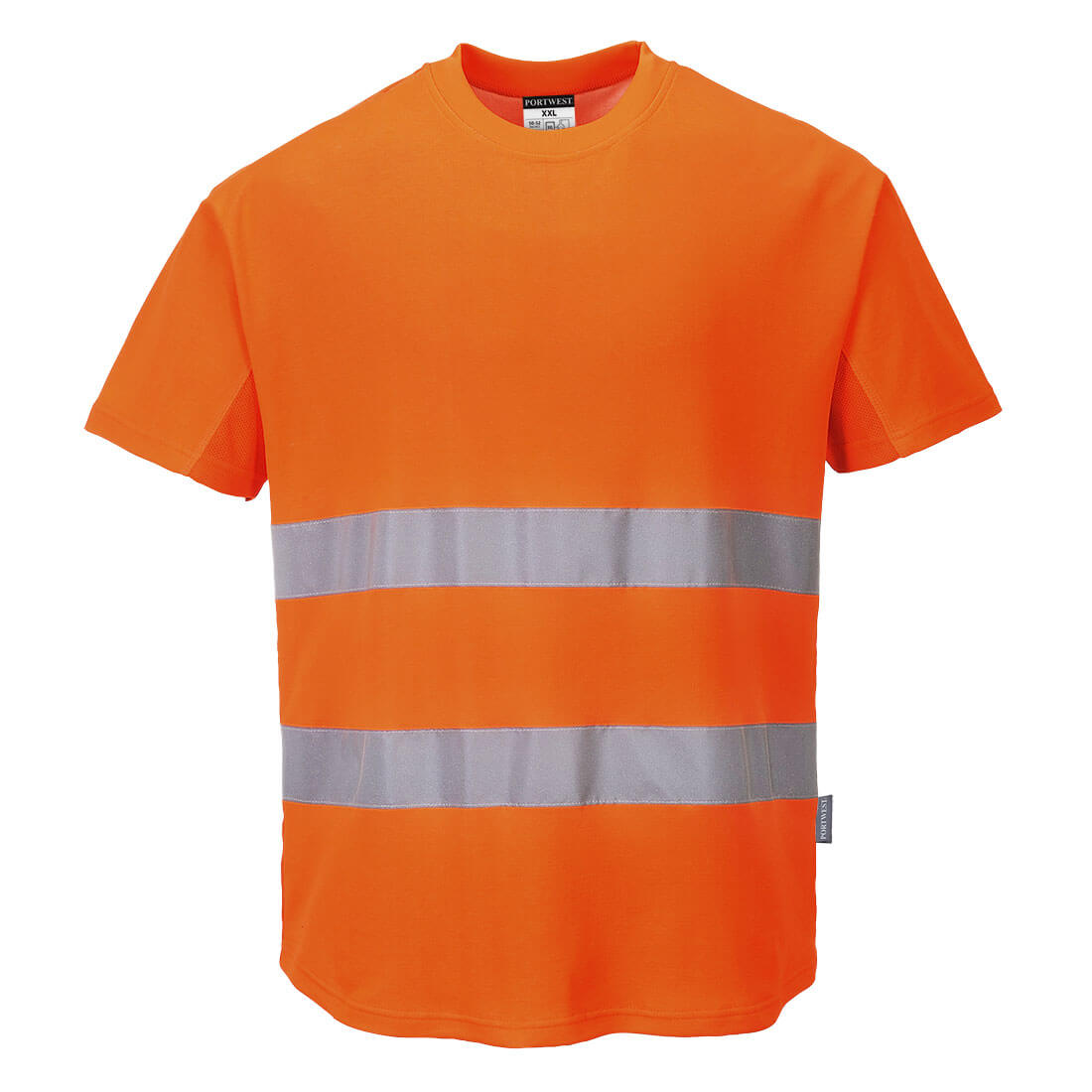 Portwest C394 Hi-Vis katoenen T-shirt met comfortabele mesh-inzetstukken, korte mouwen
