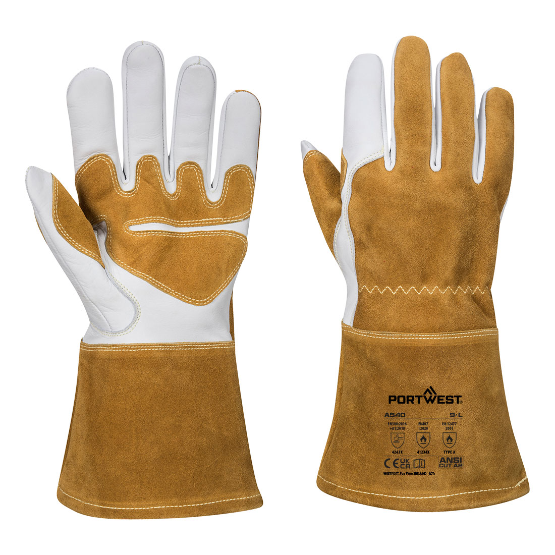 Portwest A540 MIG-lashandschoen van 320 grain leer met versterking