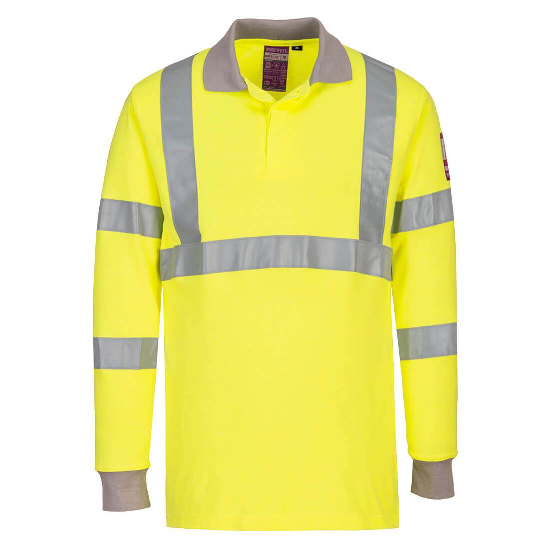 Portwest FR77 Modaflame gebreide, reflecterende, vlamvertragende polo met lange mouwen