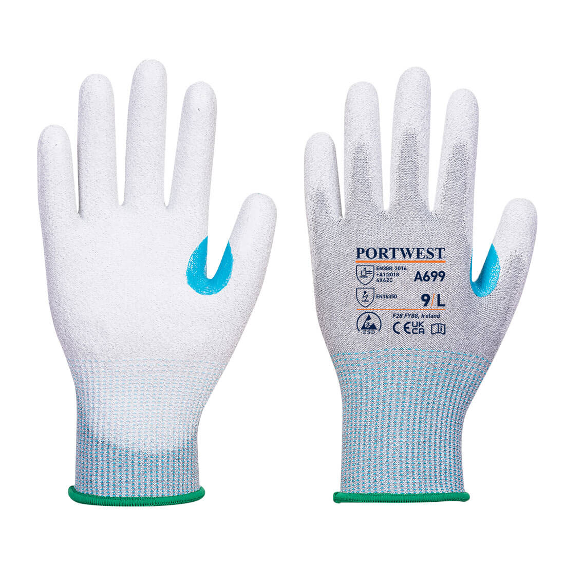 Portwest A699 MR13 ESD PU-handpalmhandschoen (verpakking van 12 stuks)