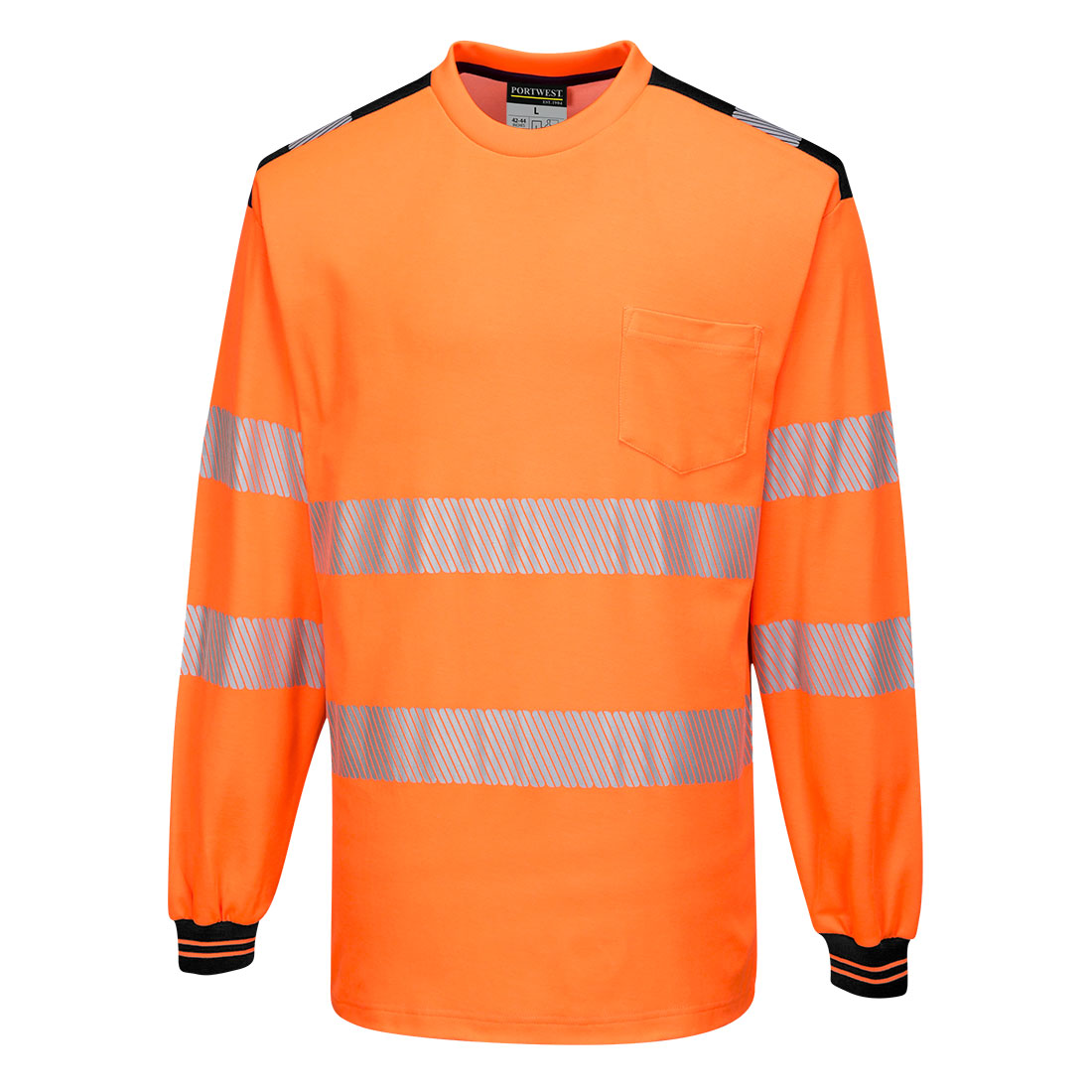 Portwest T185 PW3 Hi-Vis katoenen comfort T-shirt met lange mouwen