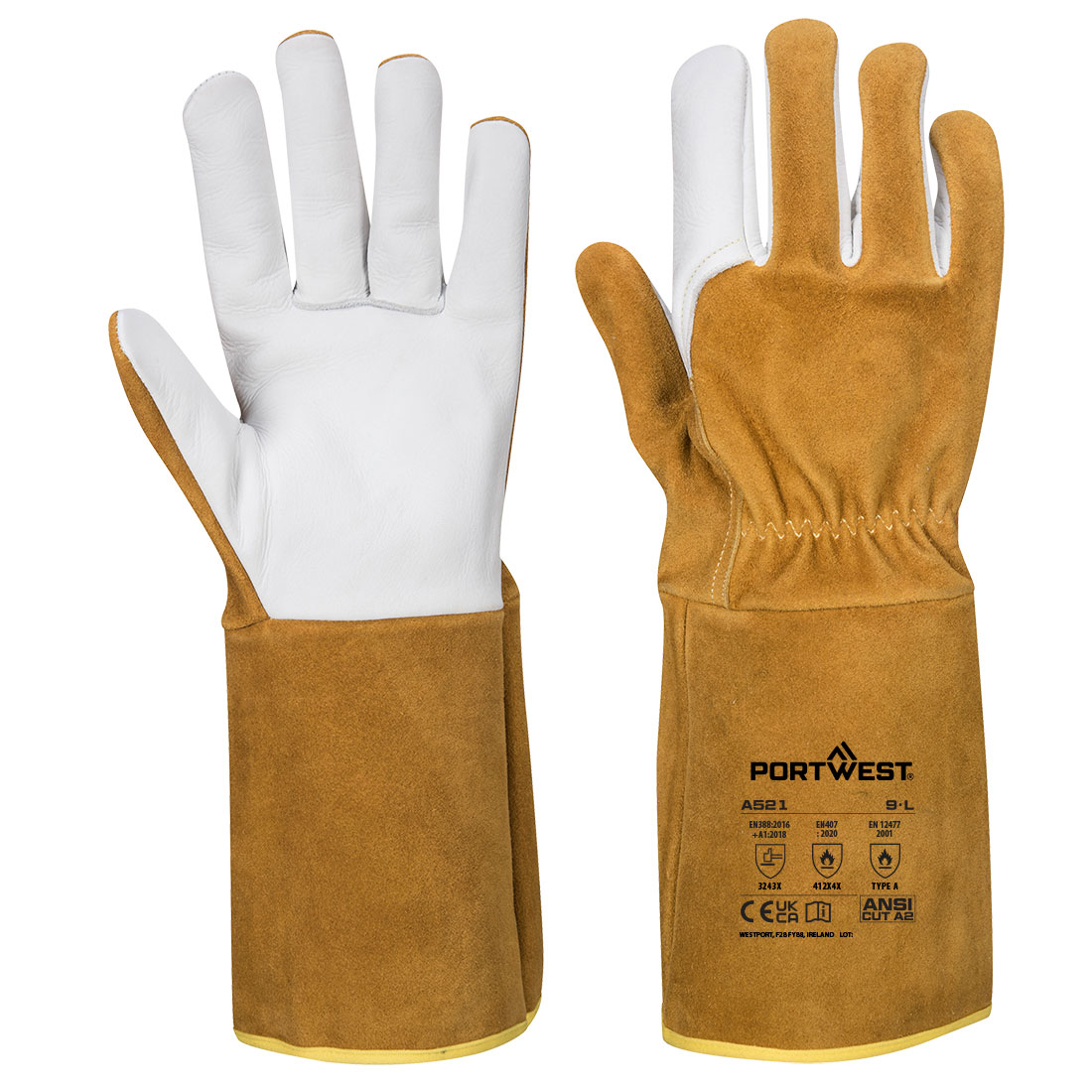 Portwest A521 TIG-lashandschoen van 220 grain leer