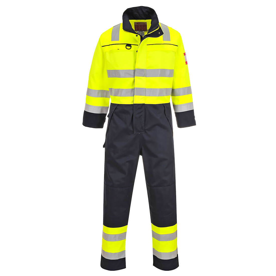 Portwest FR60 Bizflame Werkoverall met hoge zichtbaarheid en meerdere normen, contrasterend en brandvertragend.