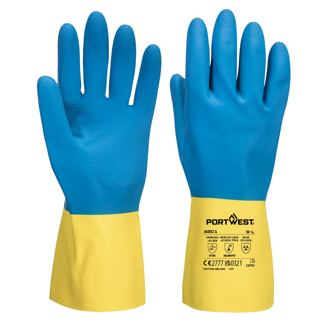 Portwest A801 Chem 300 Latex Dubbel Gecoate Handschoen
