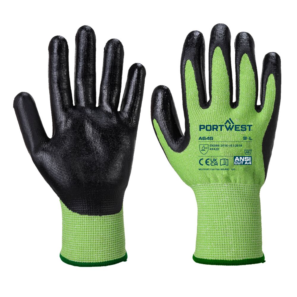 Portwest A645 Snijbare D13 nitril groene handschoen