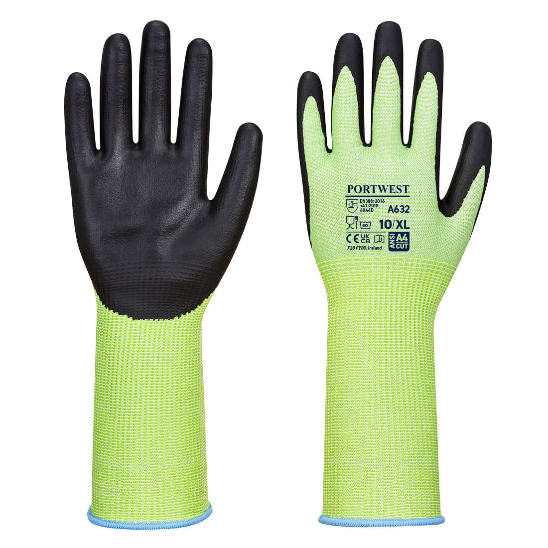 Portwest A632 Cut D13 Nitril Groene Handschoen met Lange Manchet