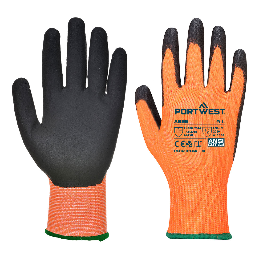 Portwest A625 Snijbare D13 PU Viz-Tex handschoen